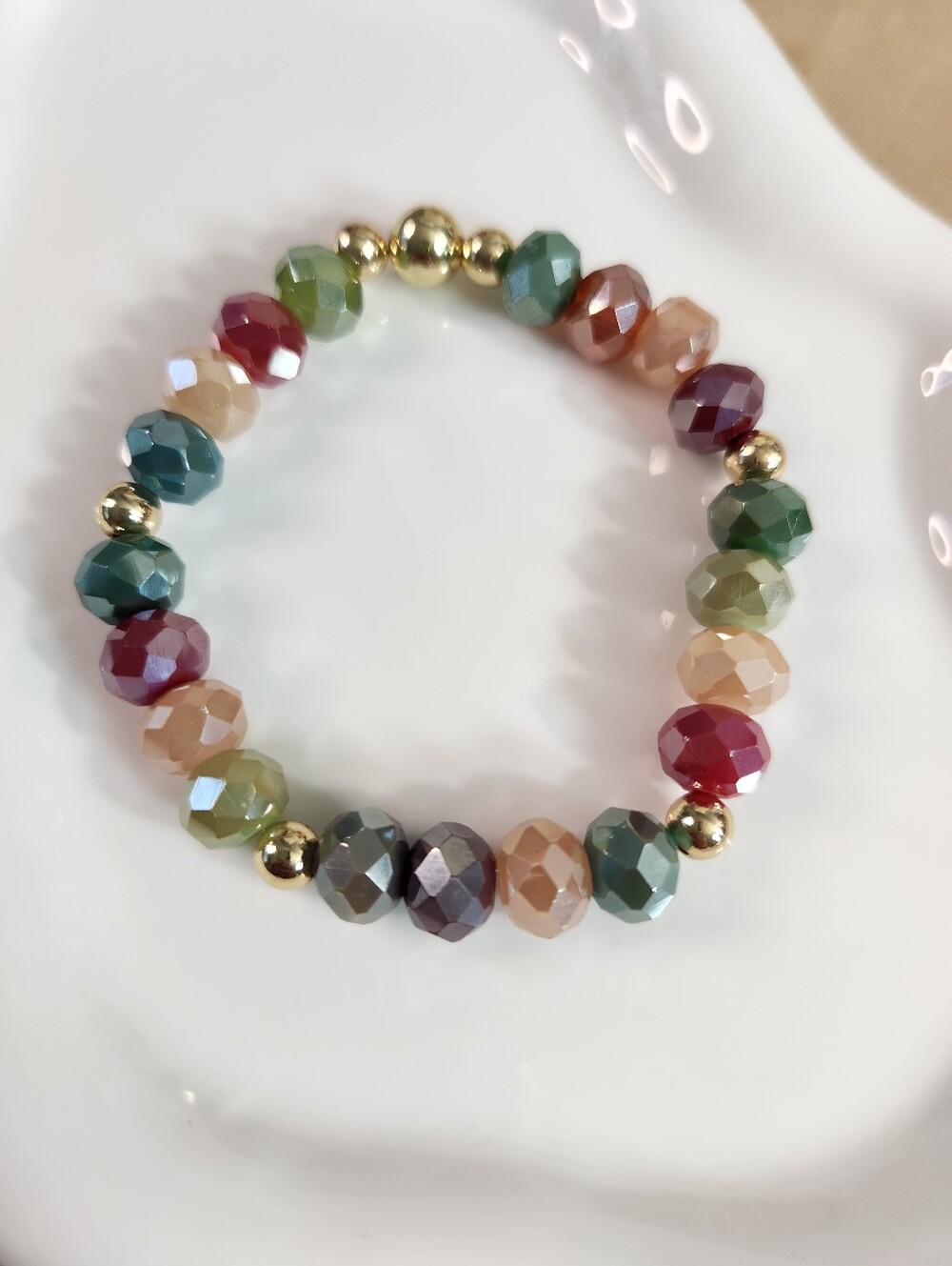 14k Gold Plated Faceted Multicolor Bracelet